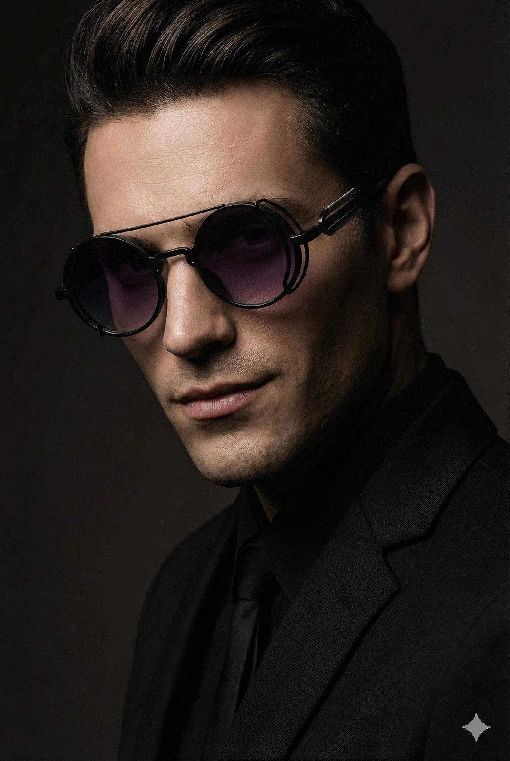 side view metal steampunk round sunglasses vintage style