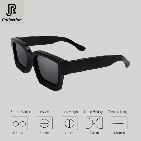 side view of crystal acetate square sunglasses unisex design