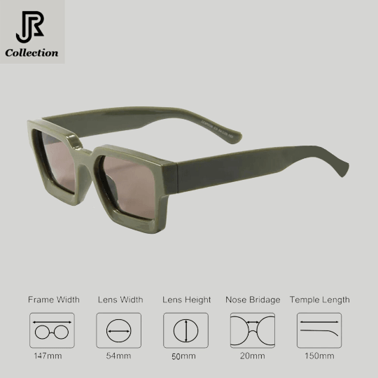 side view of crystal acetate square sunglasses unisex design