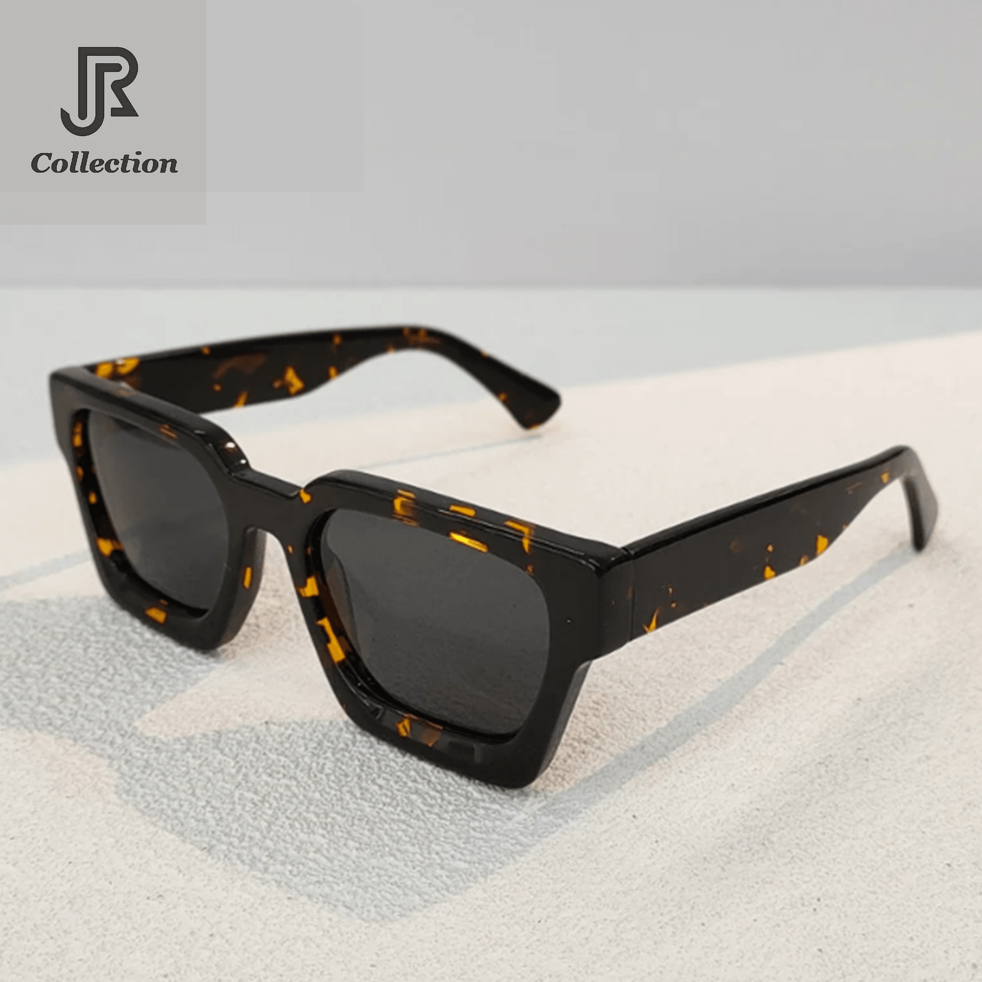 side view of crystal acetate square sunglasses unisex design