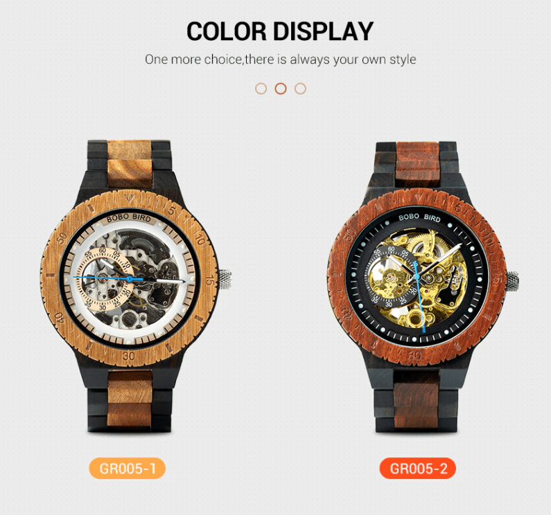 Engraved Self‑Winding Mechanical Wooden Watch - RJCollection