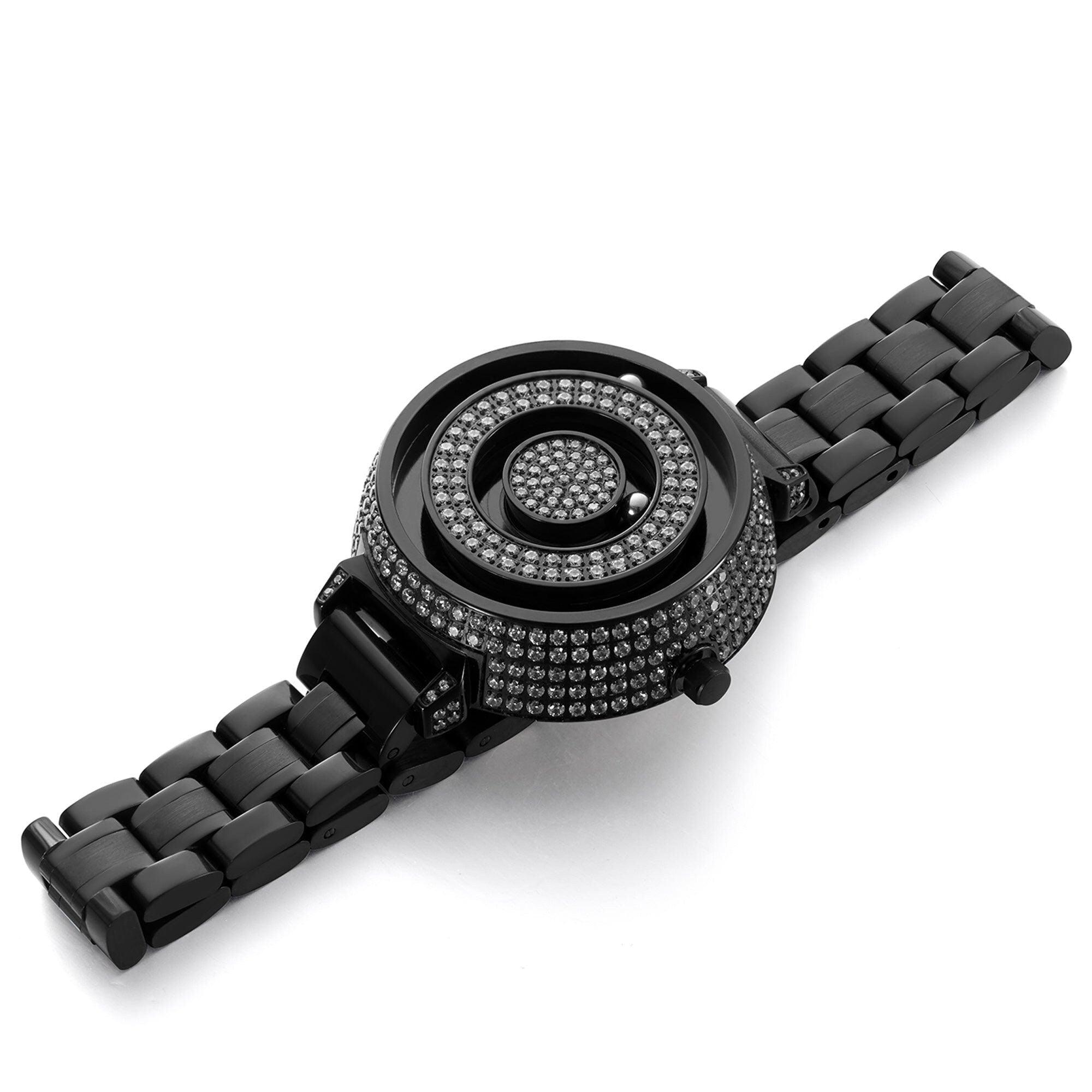 side view minimal retro magnetic steel watch with engraving