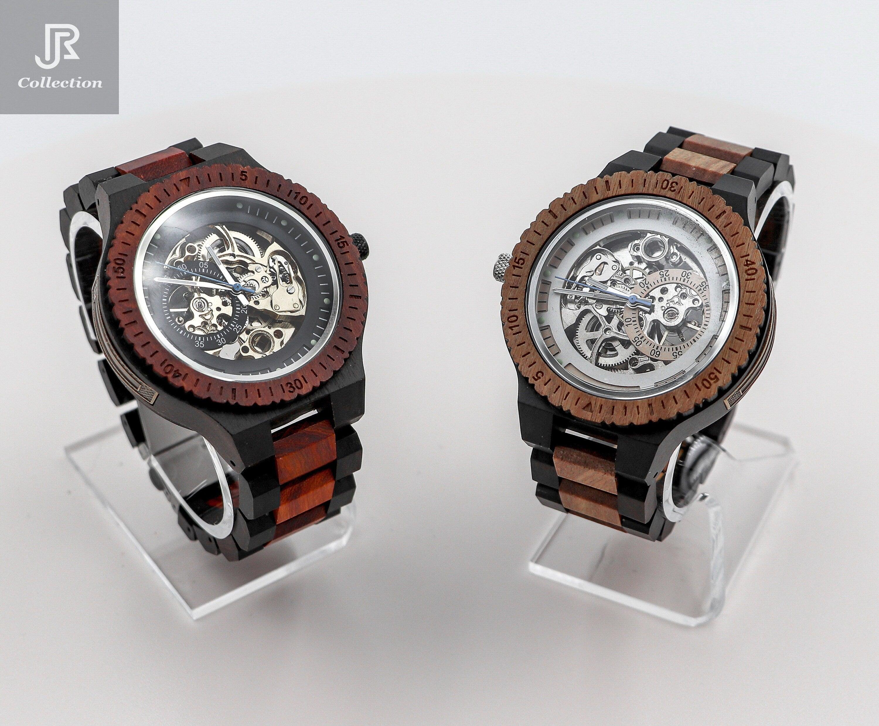 Engraved Self‑Winding Mechanical Wooden Watch - RJCollection