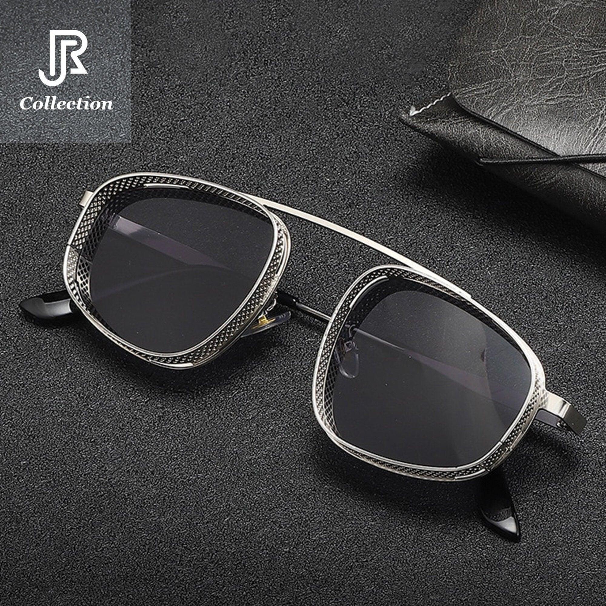 steampunk vintage square sunglasses UV400 front view