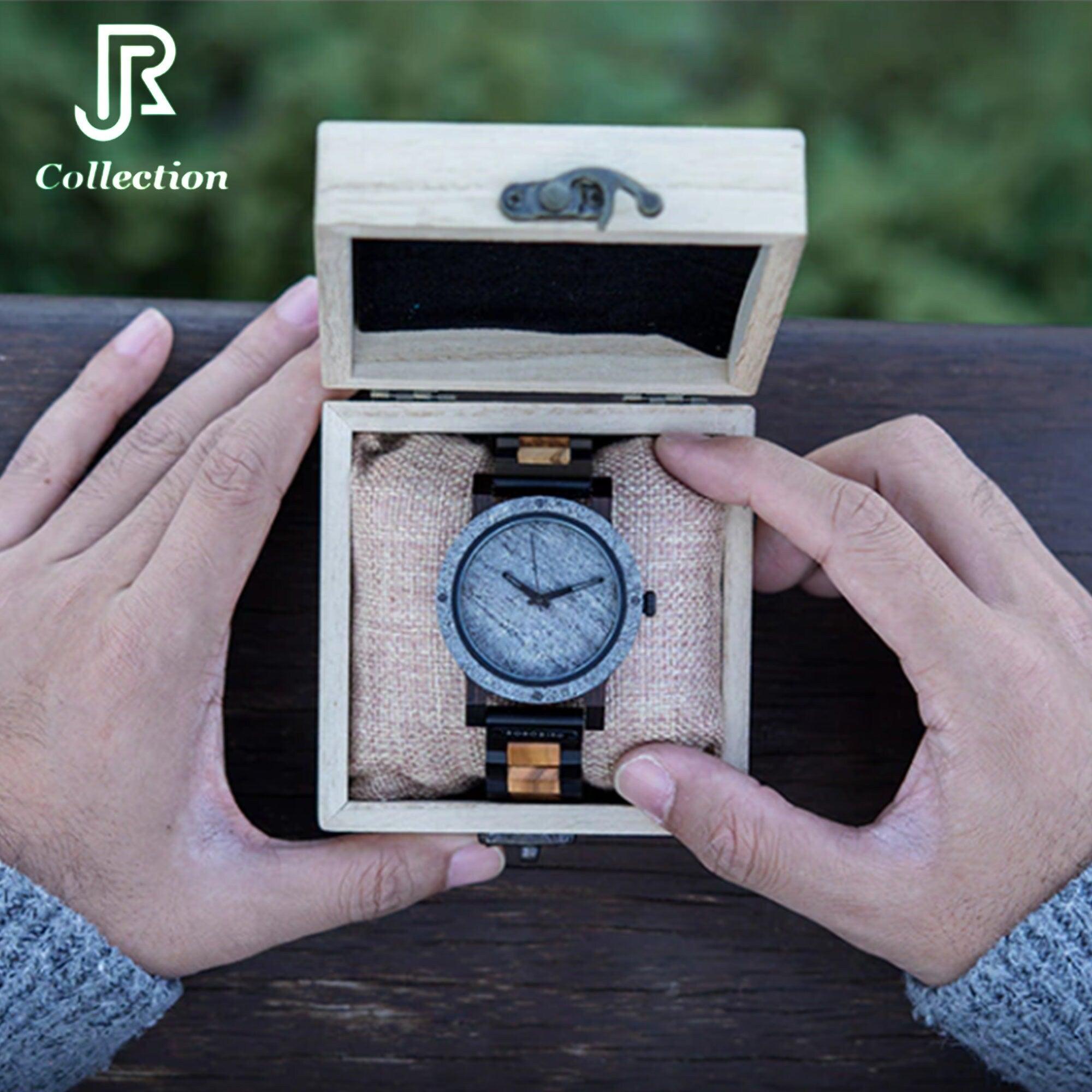 Engraved Marble Stone Wooden Watch - RJCollection