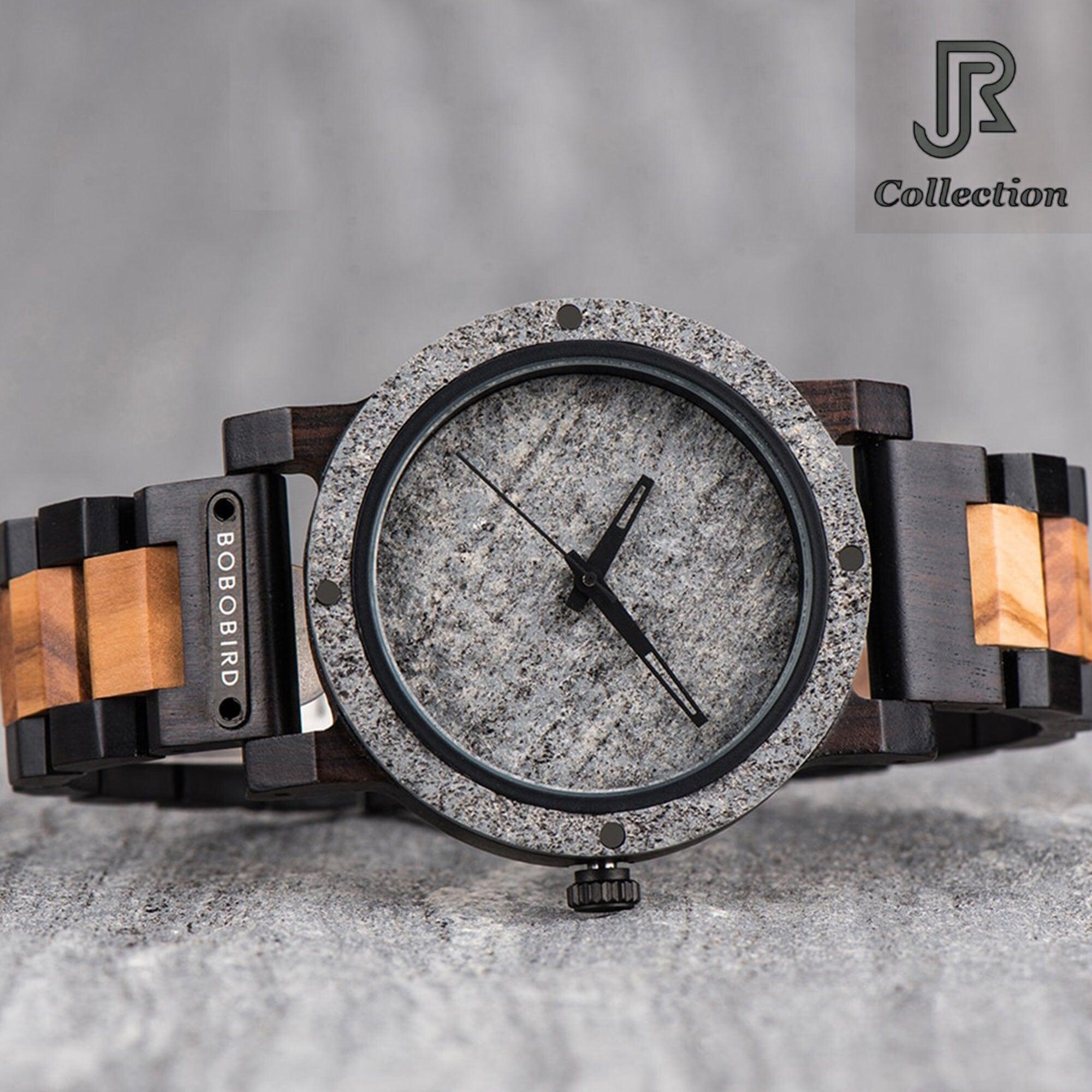 Engraved Marble Stone Wooden Watch - RJCollection