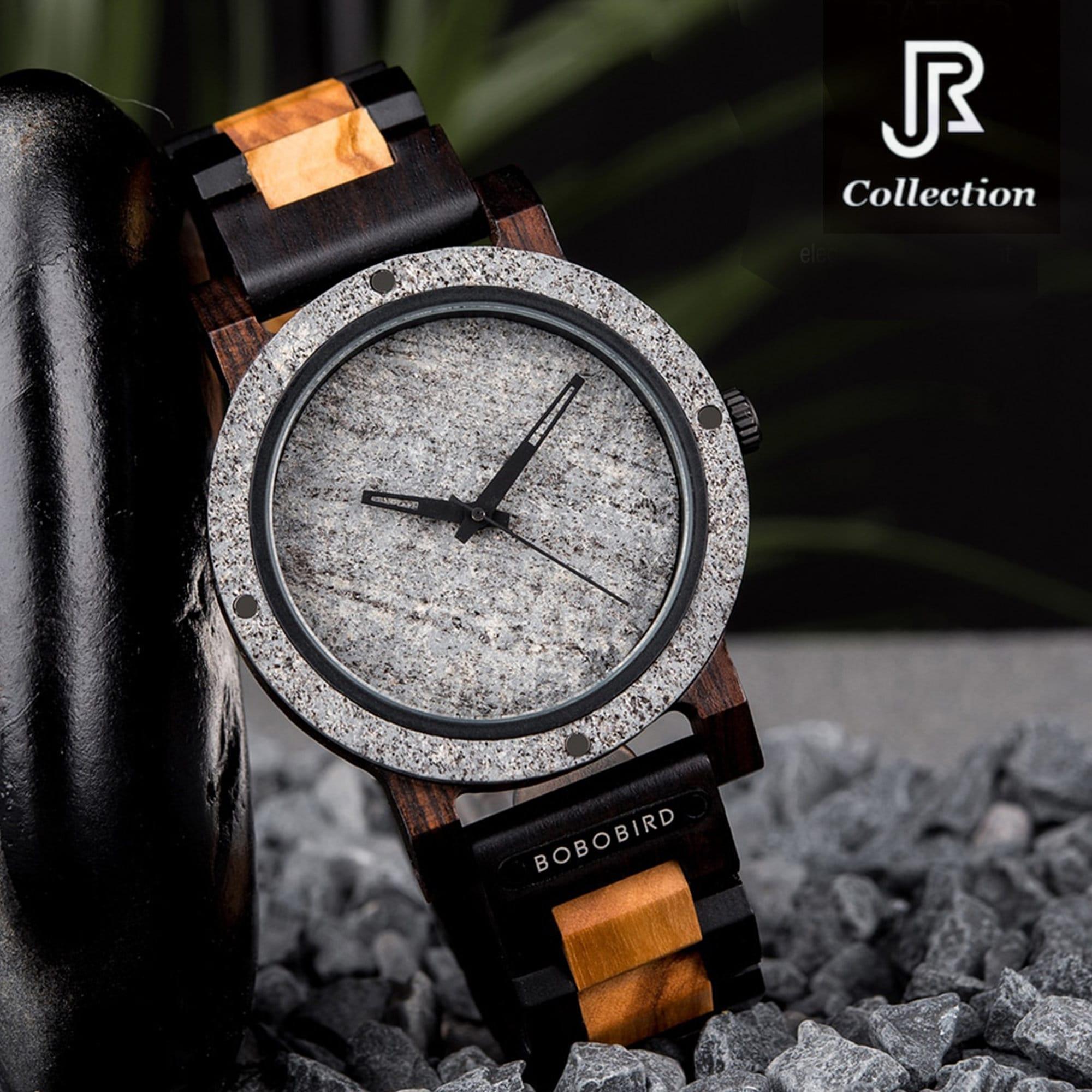 Engraved Marble Stone Wooden Watch - RJCollection