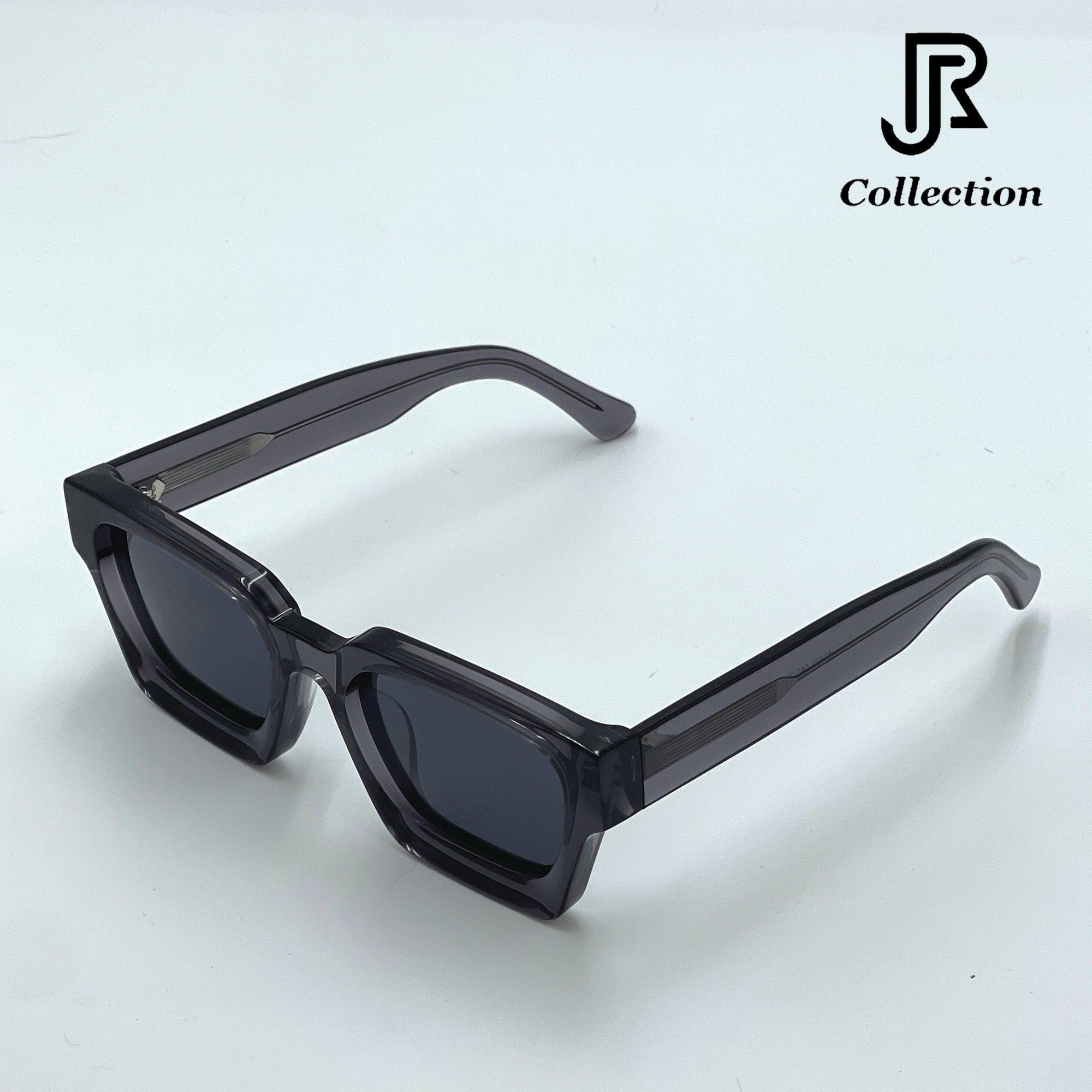 side view of crystal acetate square sunglasses unisex design