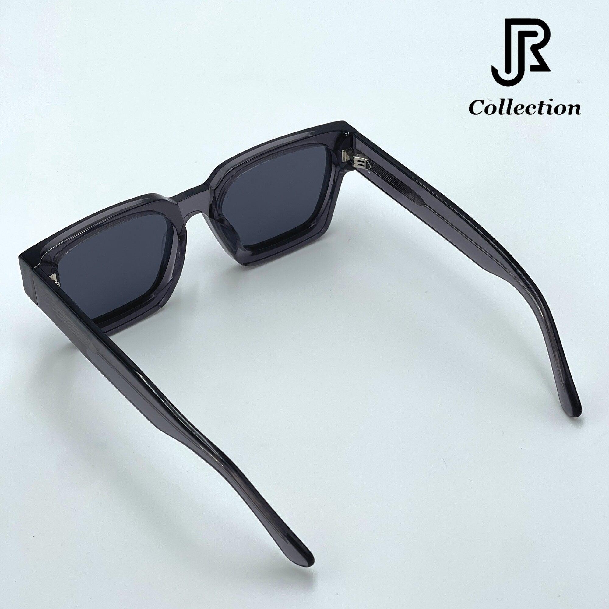 side view of crystal acetate square sunglasses unisex design