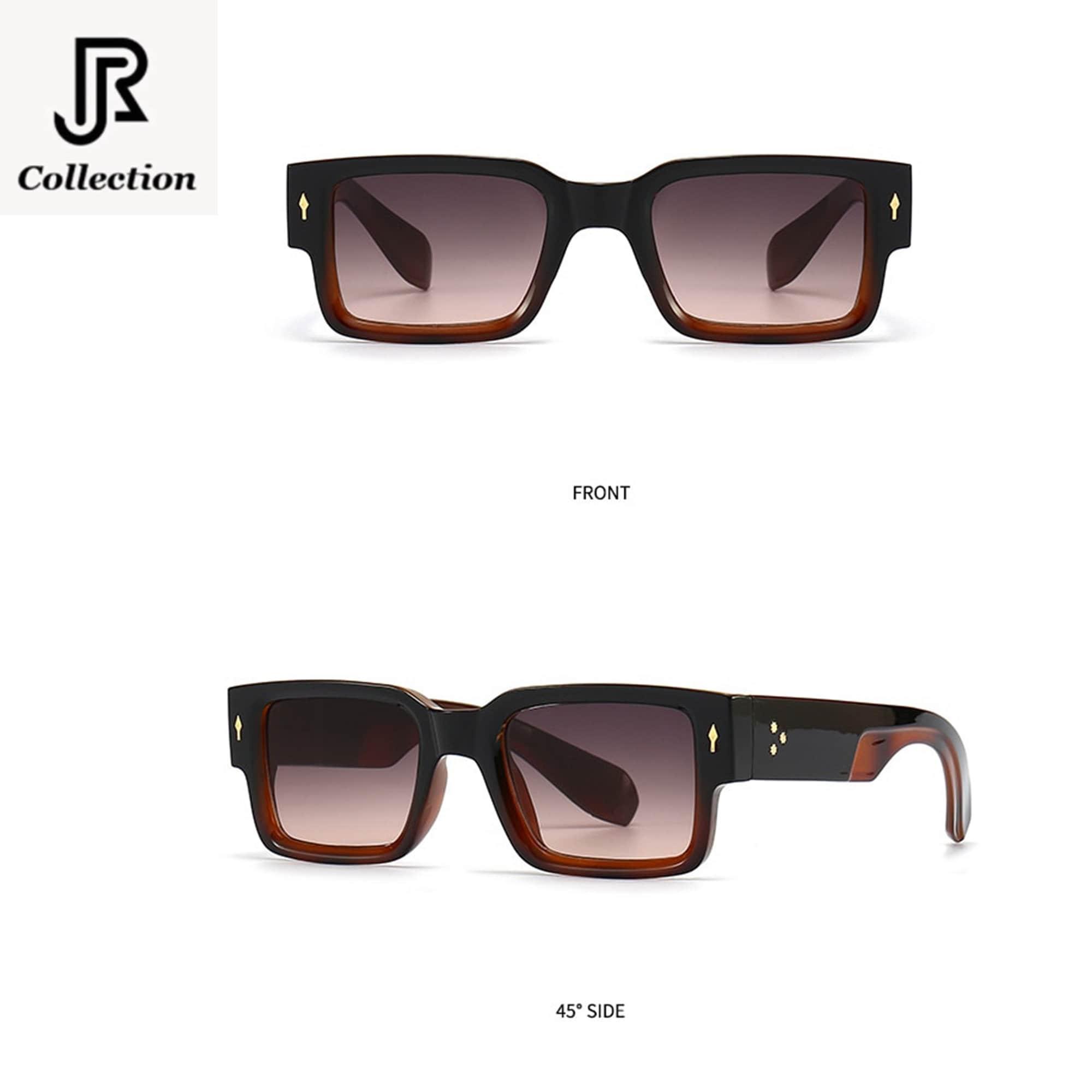 side angle of vintage crystal acetate square sunglasses