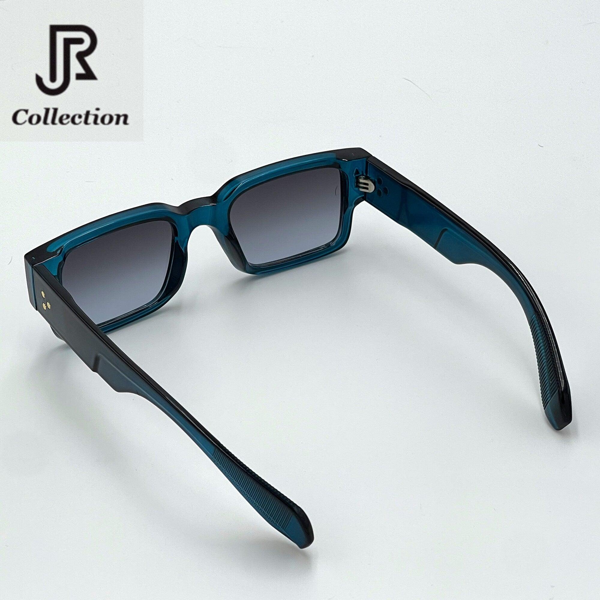 side angle of vintage crystal acetate square sunglasses