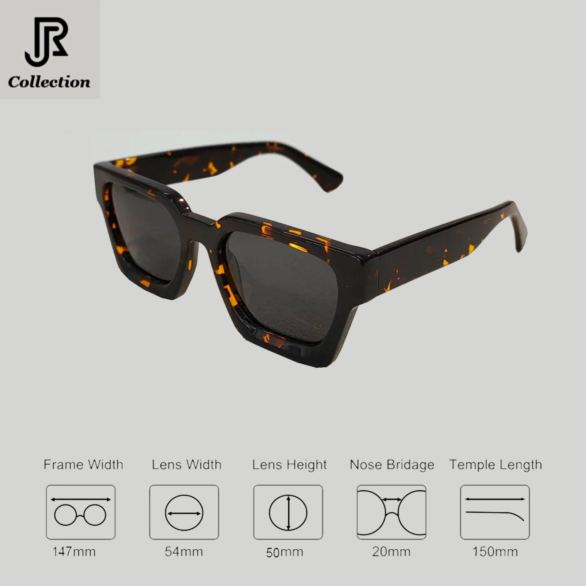 side view of crystal acetate square sunglasses unisex design